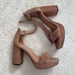 - Nude block heel sandal - never worn outside